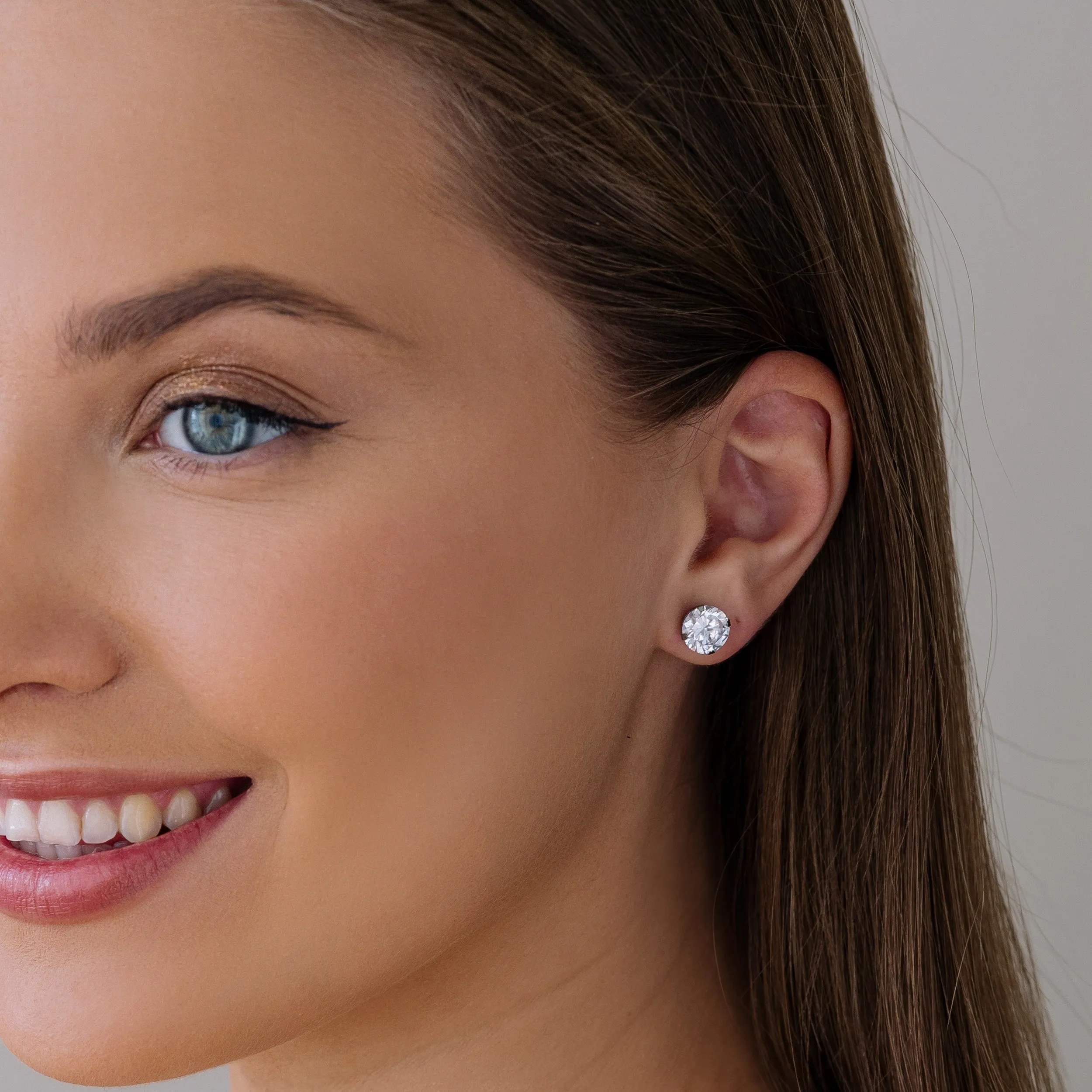 Round Crystal 8mm Stud Earrings