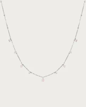 Silver Elysee Necklace in Pink