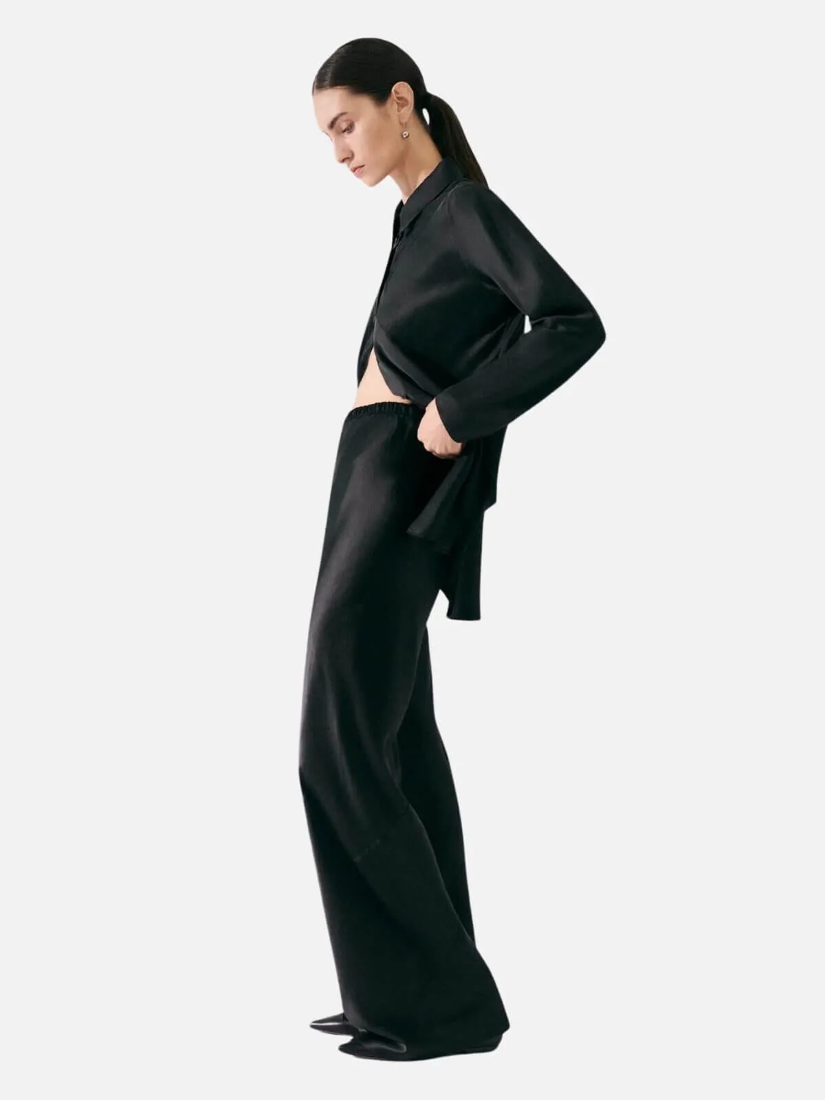 Splice Bias Cut Pants - Black