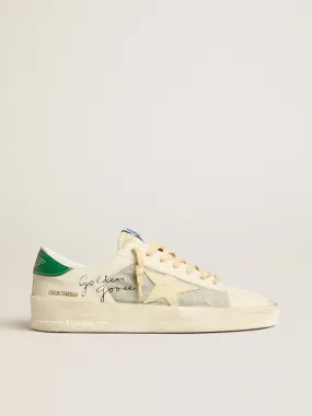 Stardan in nappa leather and ripstop fabric with cream star and green heel tab