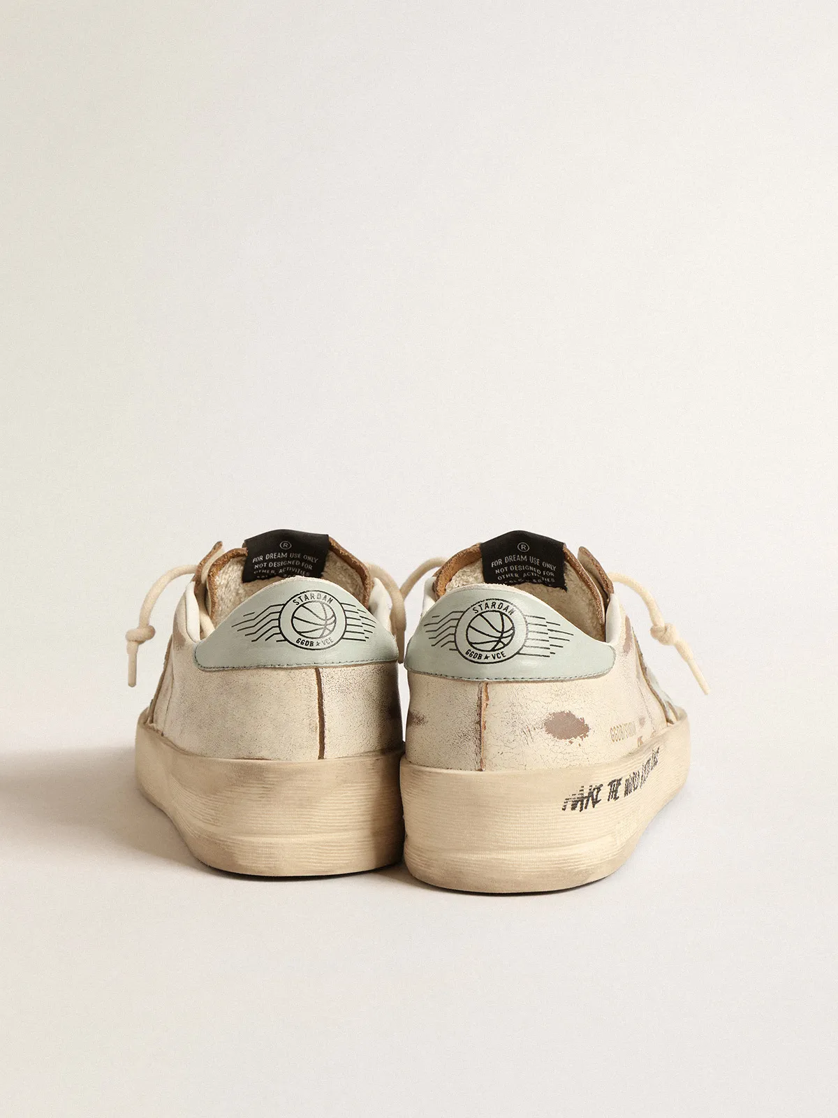 Stardan LTD with aqua-green nappa leather star and heel tab