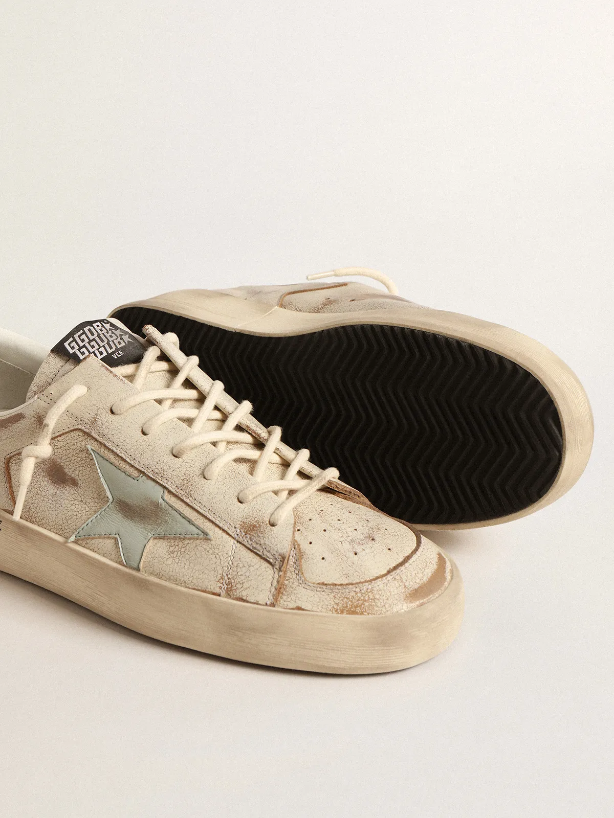 Stardan LTD with aqua-green nappa leather star and heel tab