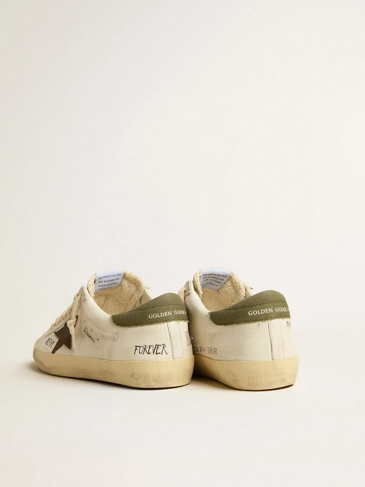 Super-Star LTD in nappa with brown suede star and green heel tab