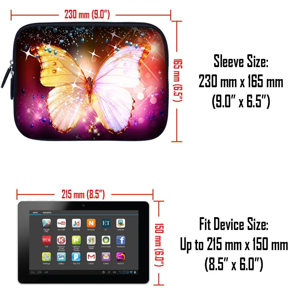 Tablet Sleeve Carrying Case w/ Hidden Handle – Sparkling Butterfly