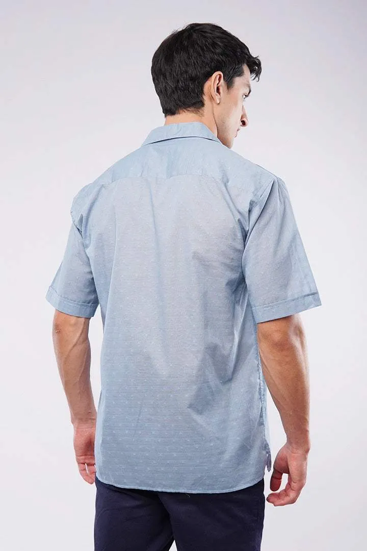 Textured Cuban Shirt - Sky Blue
