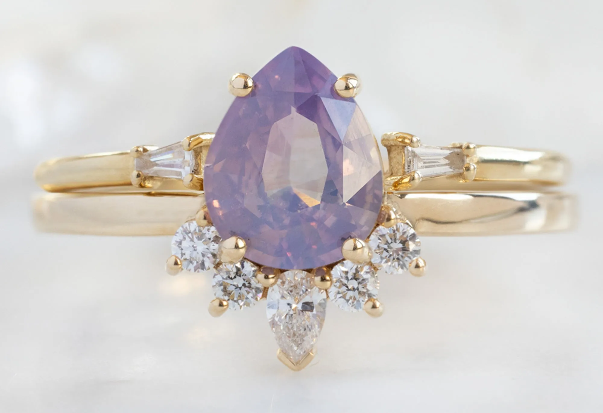 The Aster Ring with a 1.09ct Pear-Cut Orchid Sapphire