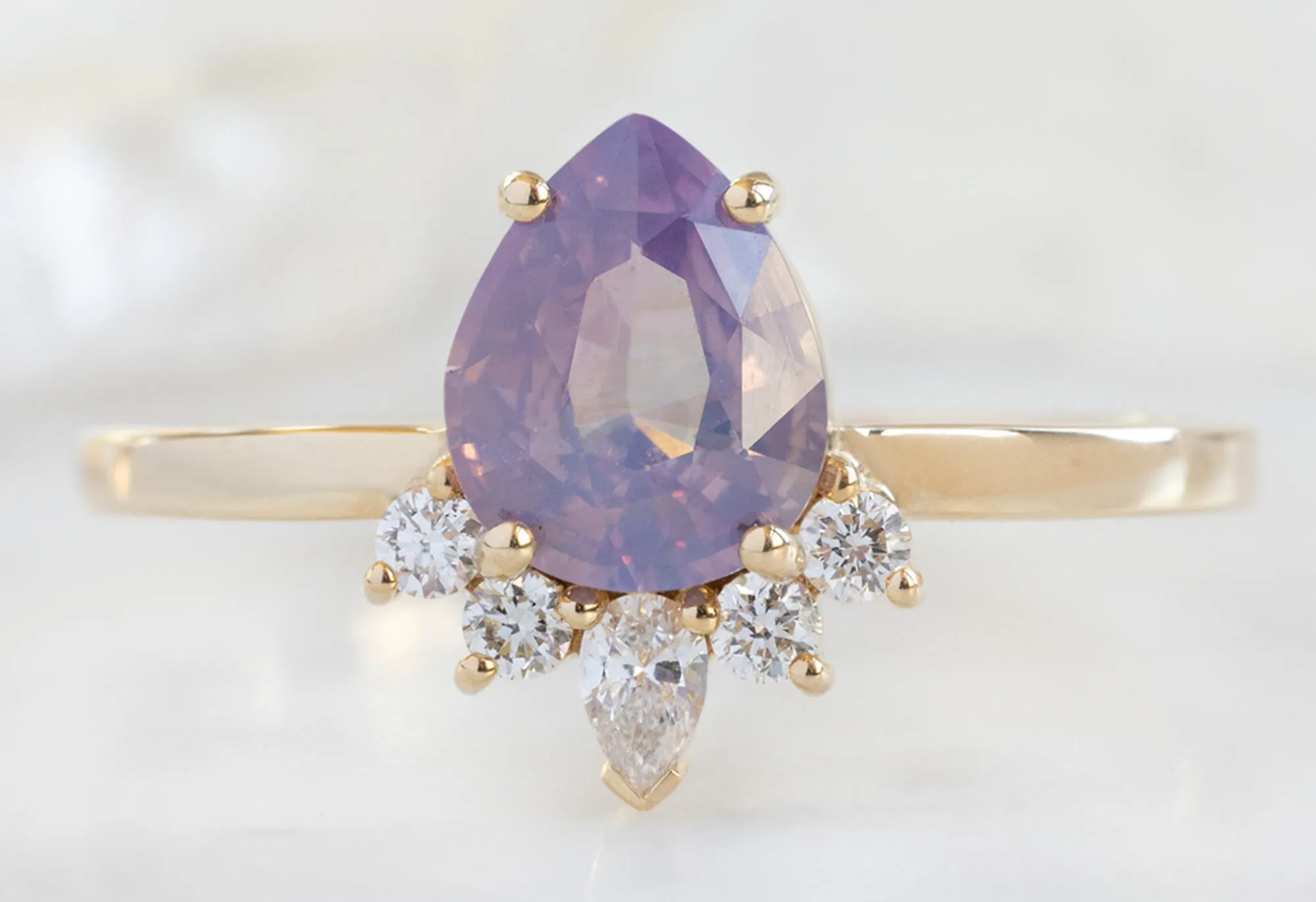 The Aster Ring with a 1.09ct Pear-Cut Orchid Sapphire