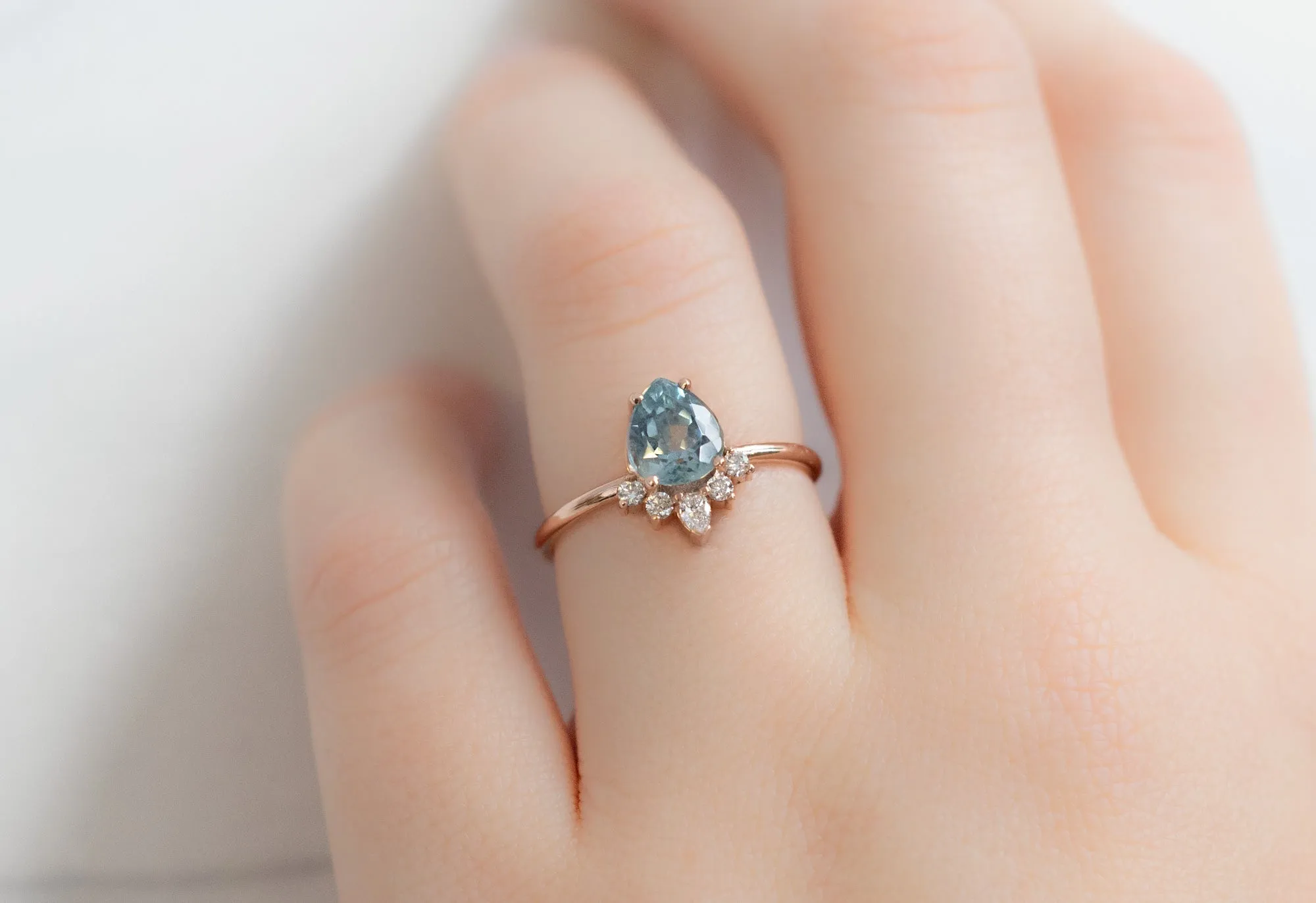The Aster Ring with a 1.4ct Pear-Cut Montana Sapphire