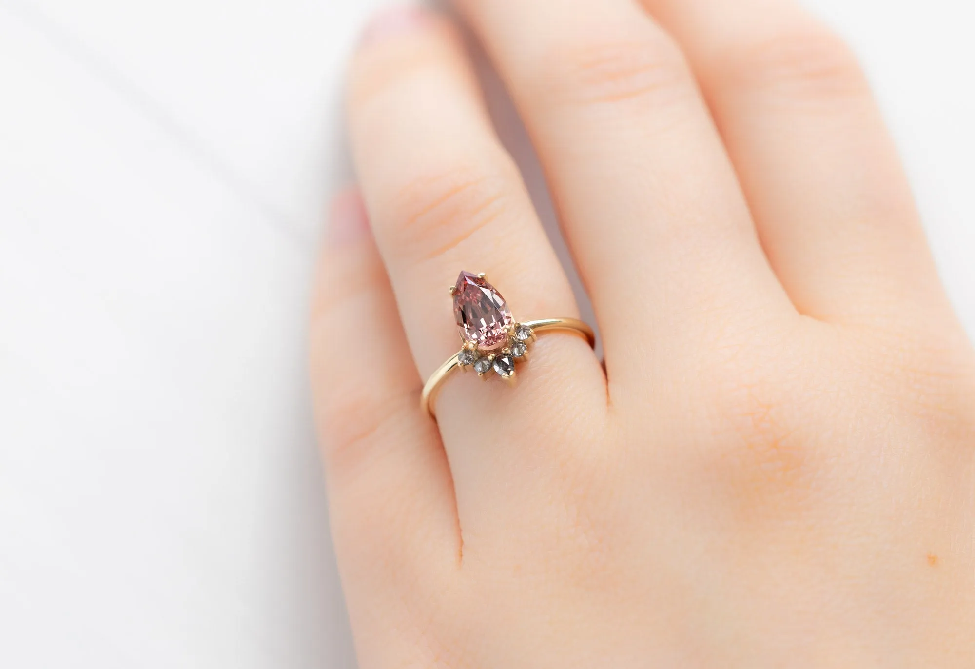 The Aster Ring with a 1.59ct Pear-Cut Garnet