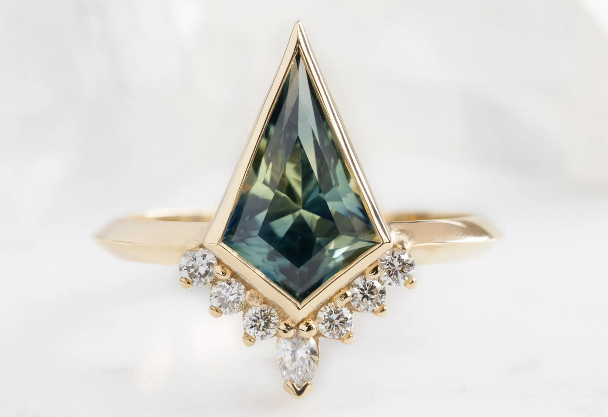The Aster Ring with a 2.23ct Kite-Shaped Parti Sapphire