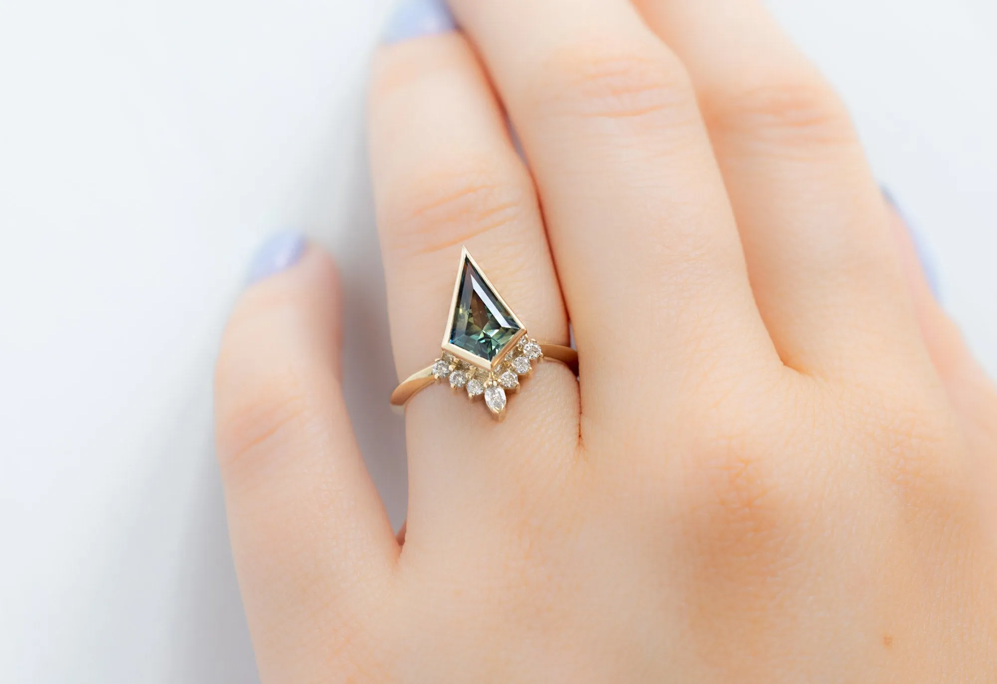 The Aster Ring with a 2.23ct Kite-Shaped Parti Sapphire