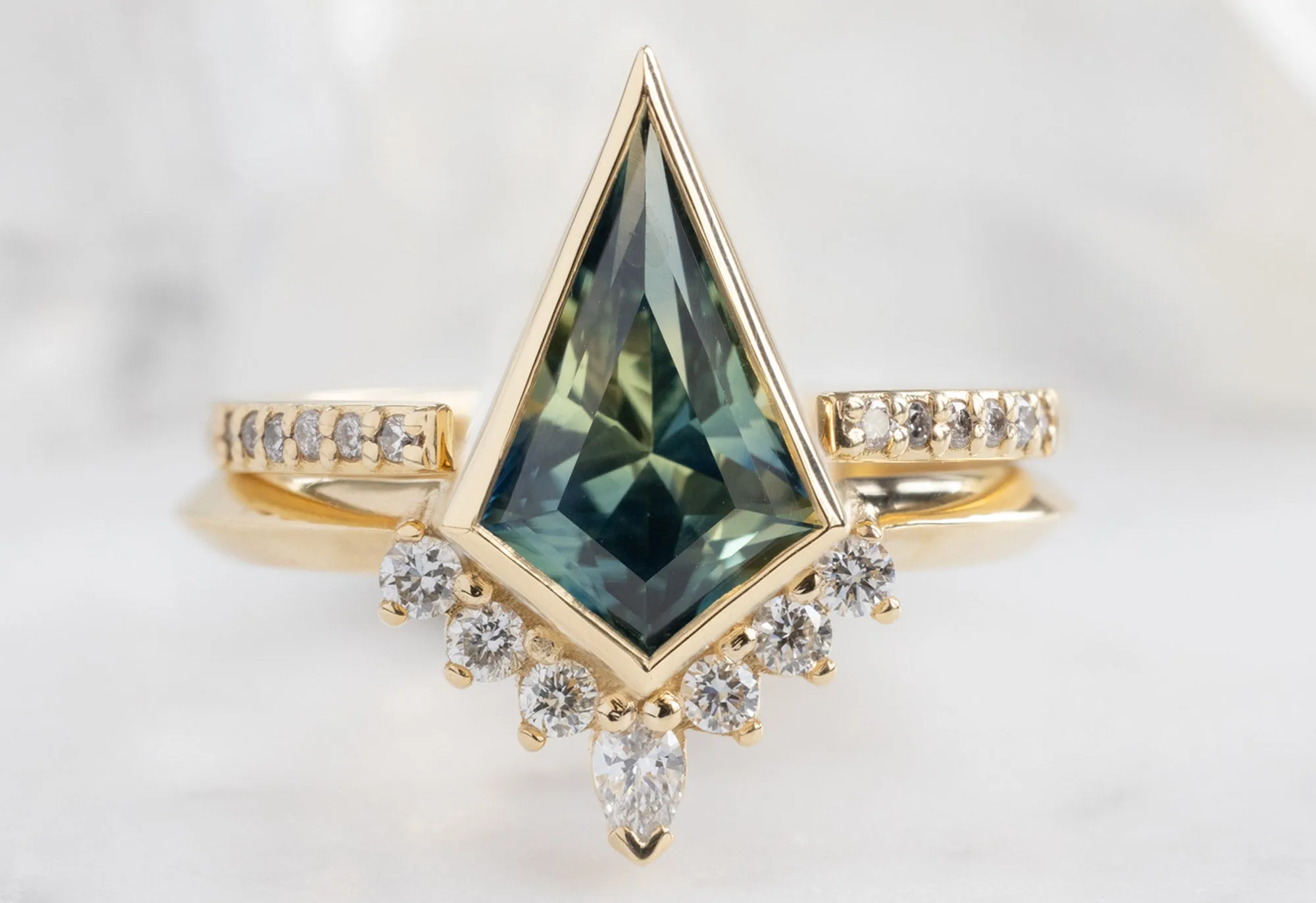 The Aster Ring with a 2.23ct Kite-Shaped Parti Sapphire