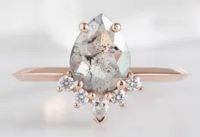 The Aster Ring with a Rose-Cut .89ct Salt and Pepper Diamond