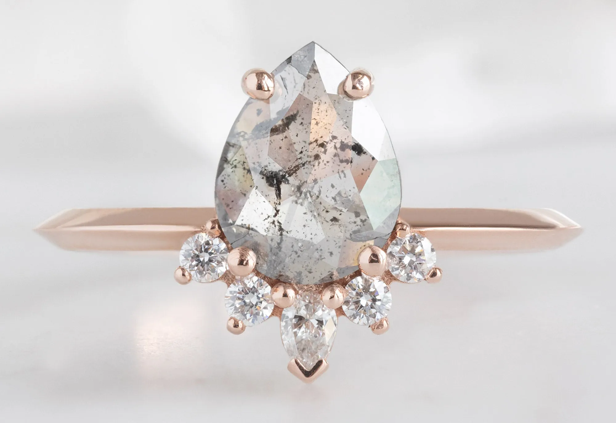The Aster Ring with a Rose-Cut .89ct Salt and Pepper Diamond