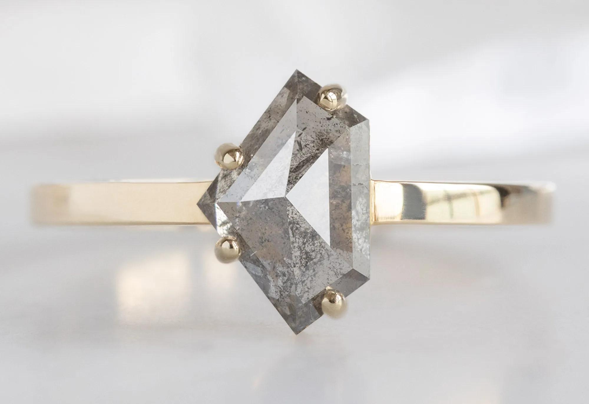 The Bryn Ring with a 1.11ct Shield-Cut Salt and Pepper Diamond