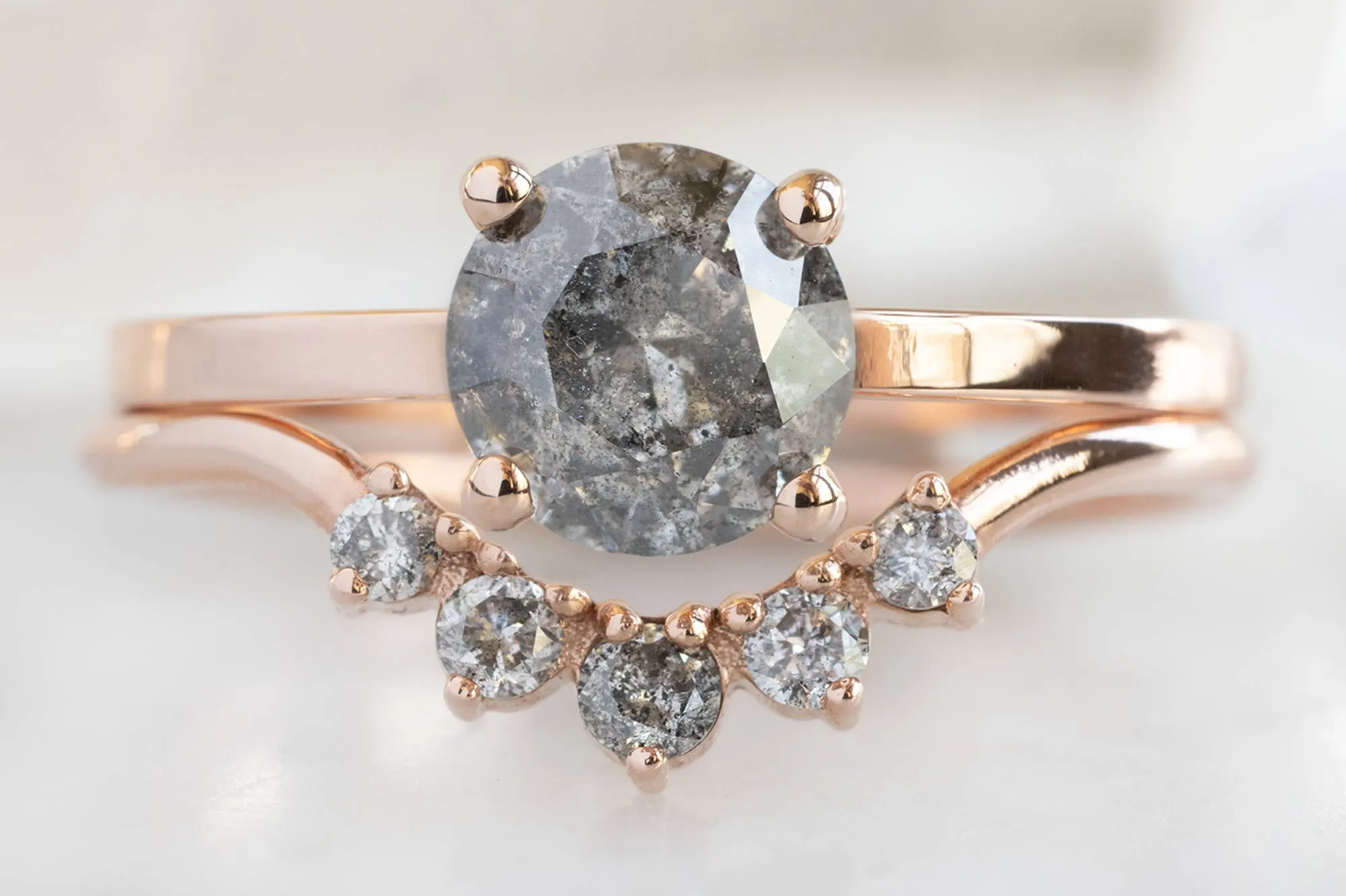 The Bryn Ring with a 1.12ct Round Salt and Pepper Diamond