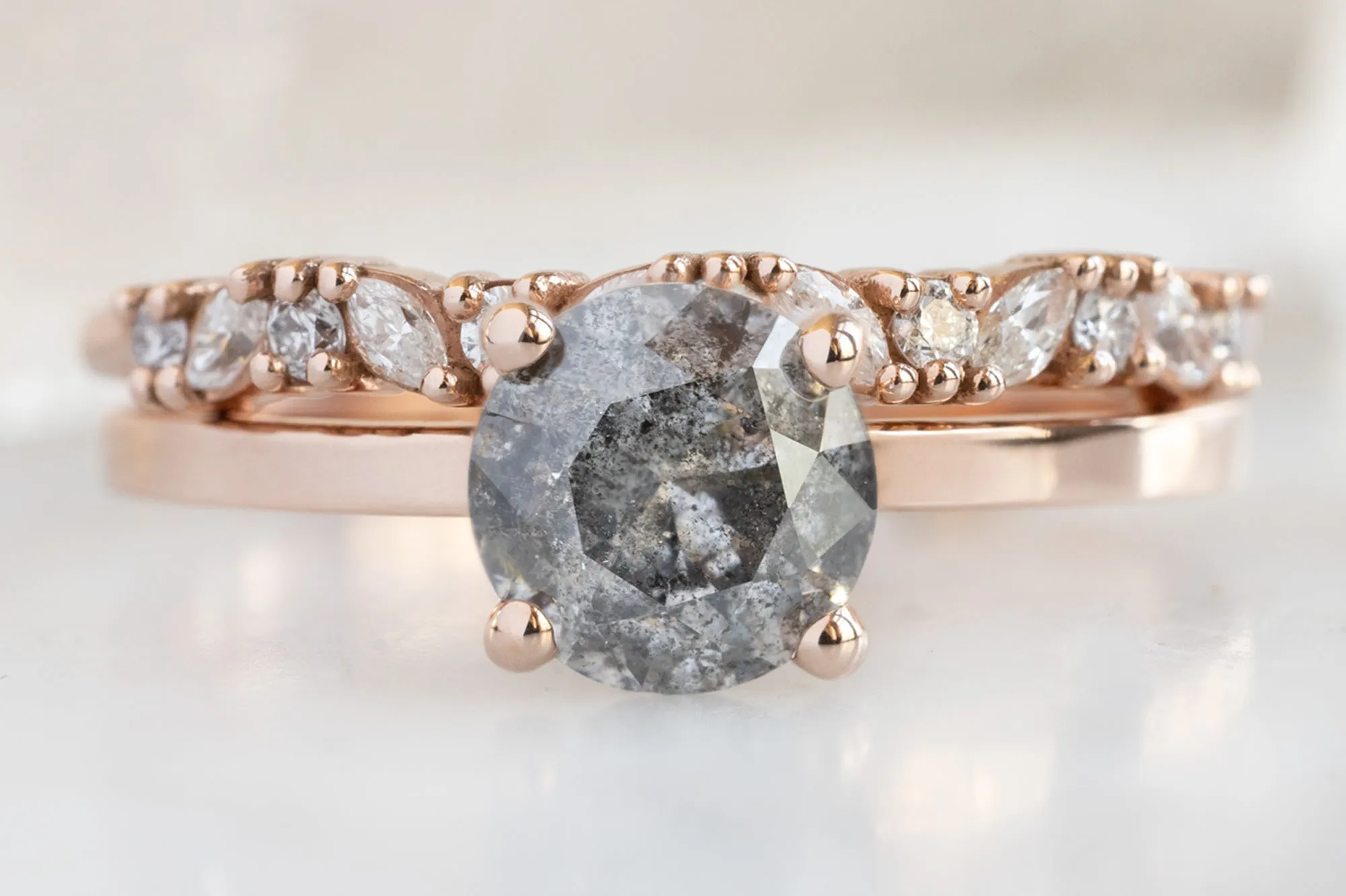 The Bryn Ring with a 1.12ct Round Salt and Pepper Diamond
