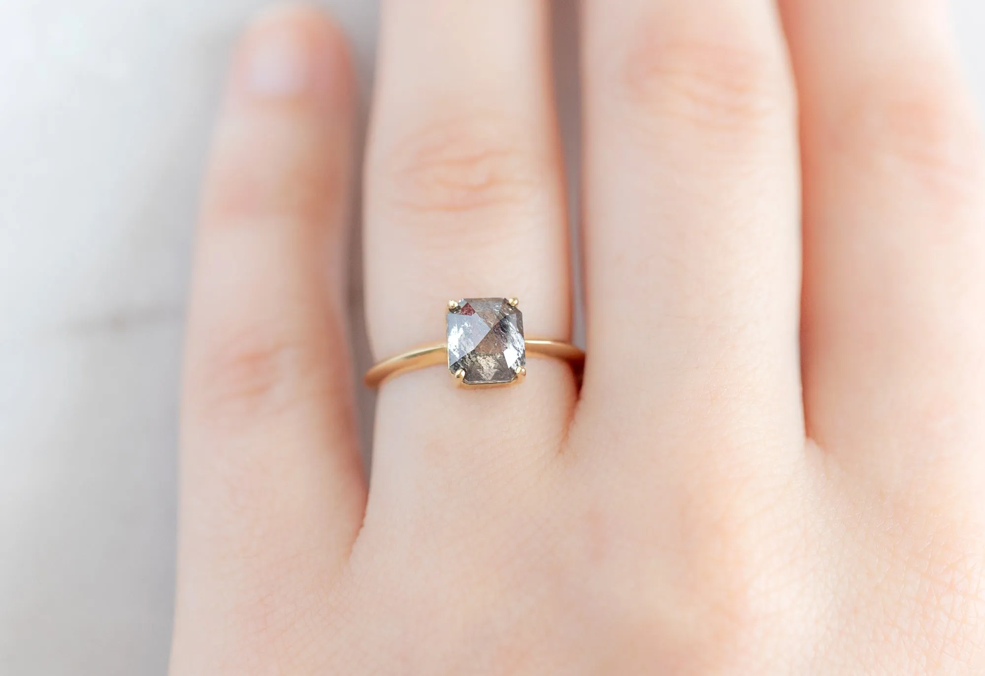 The Bryn Ring with a 1.93ct Emerald-Cut Salt and Pepper Diamond