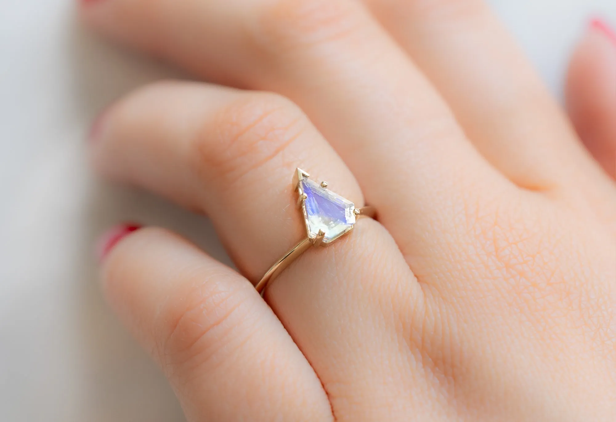 The Sage Ring with a 1.17ct Shield-Cut Moonstone