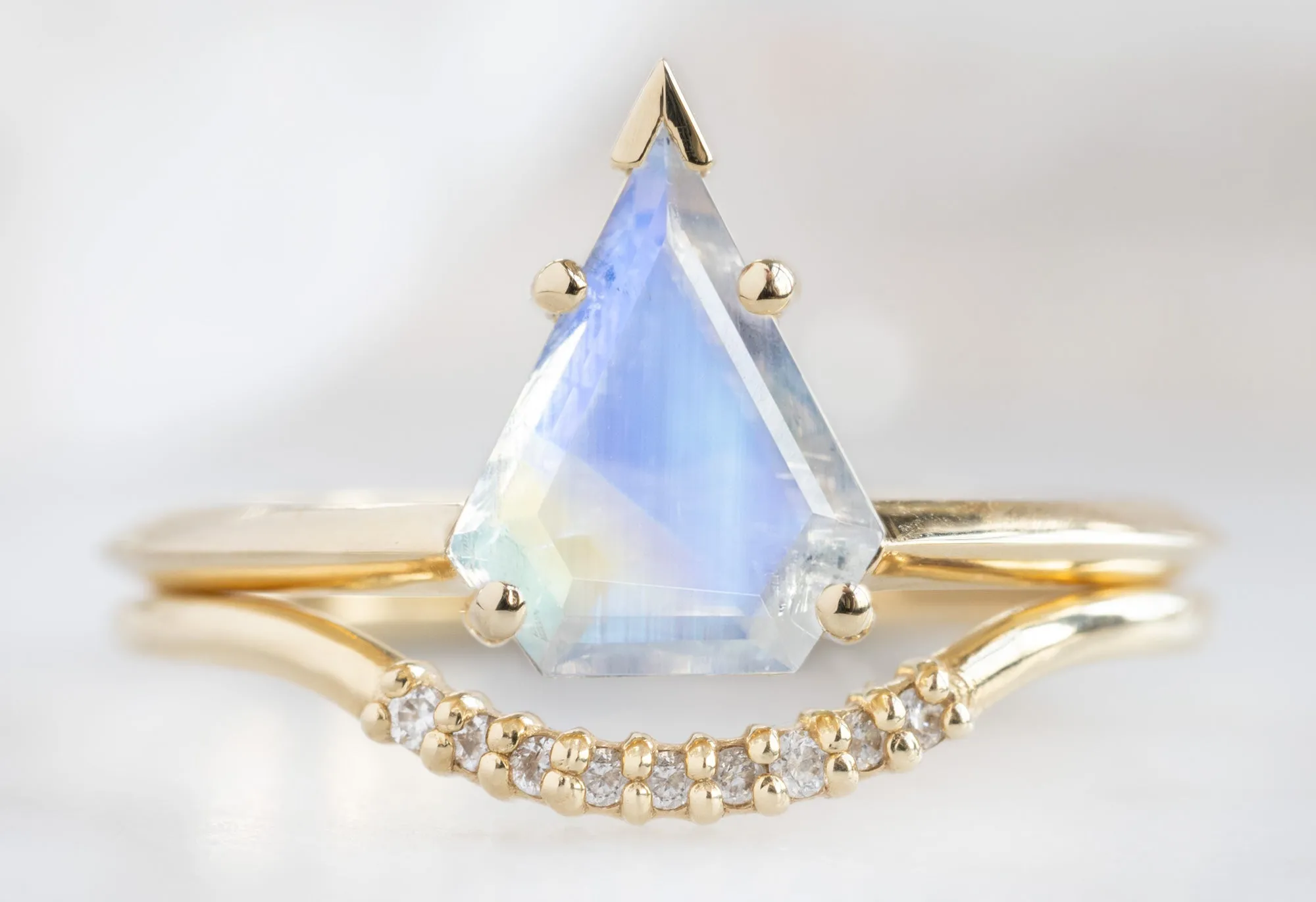 The Sage Ring with a 1.17ct Shield-Cut Moonstone