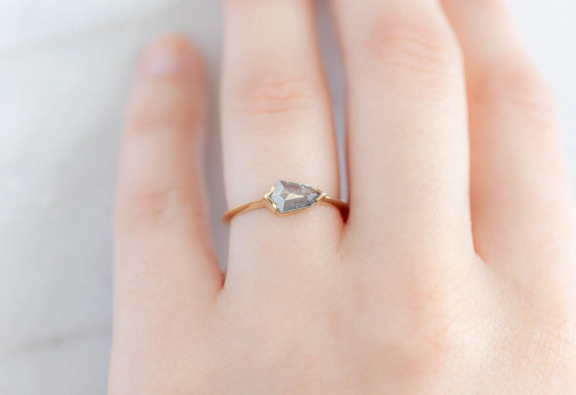 The Sage Ring with a .62ct Salt and Pepper Geometric Diamond