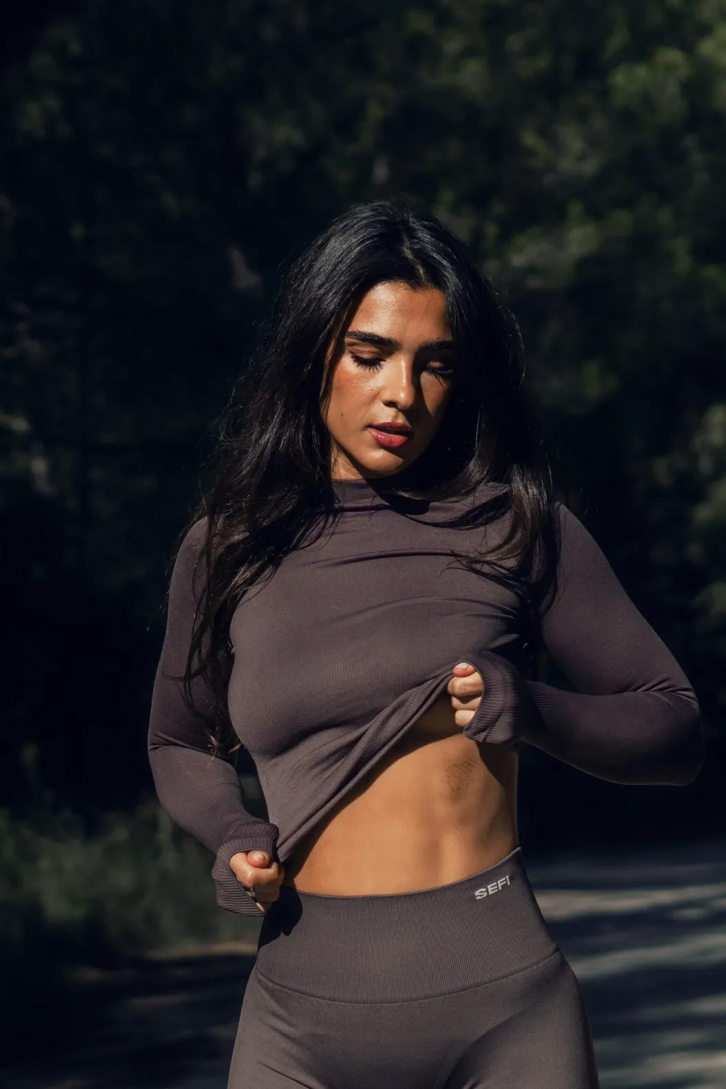 Timeless Ribbed Long Sleeve Top - Cocoa Brown