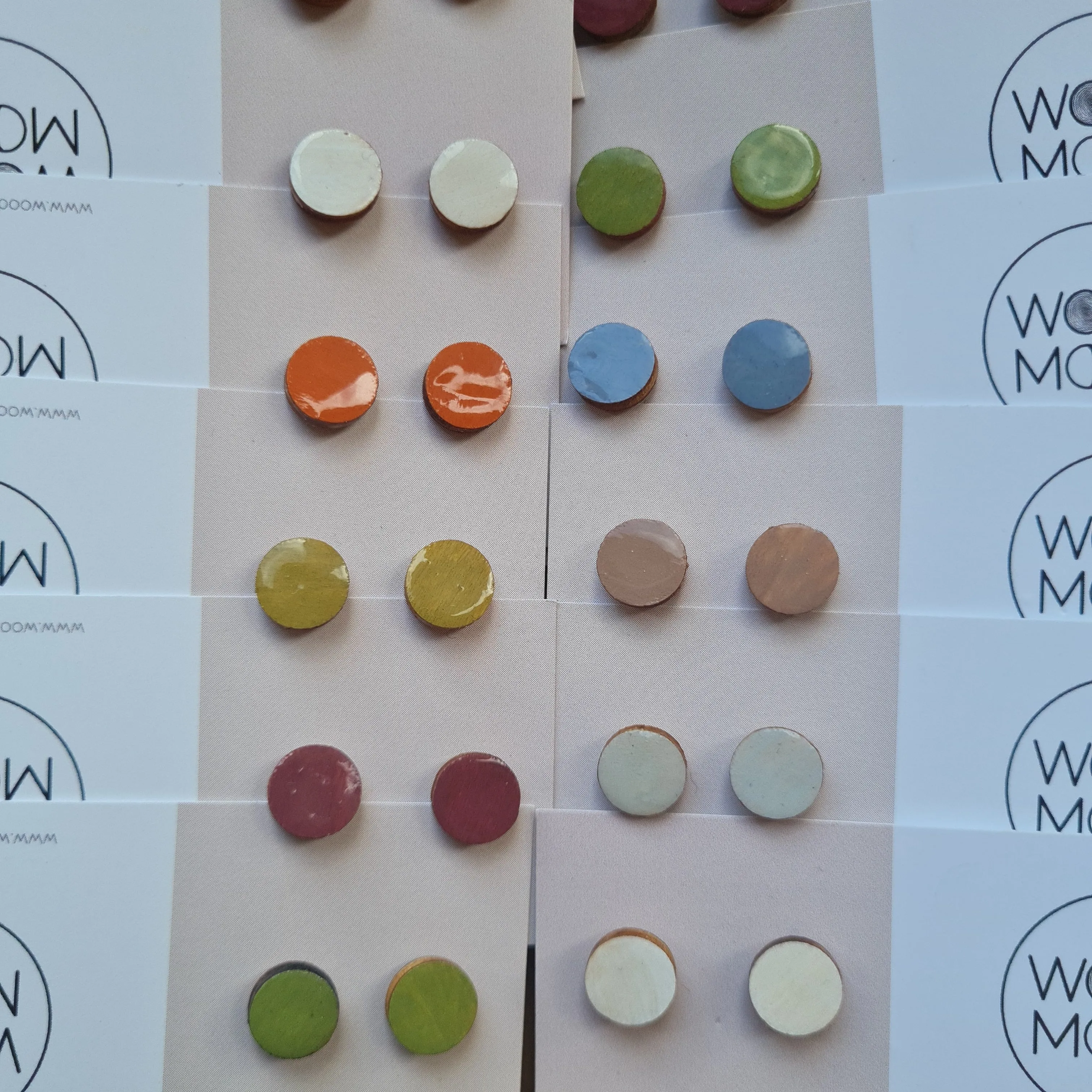 Wood Moon  - Dot Circle Studs