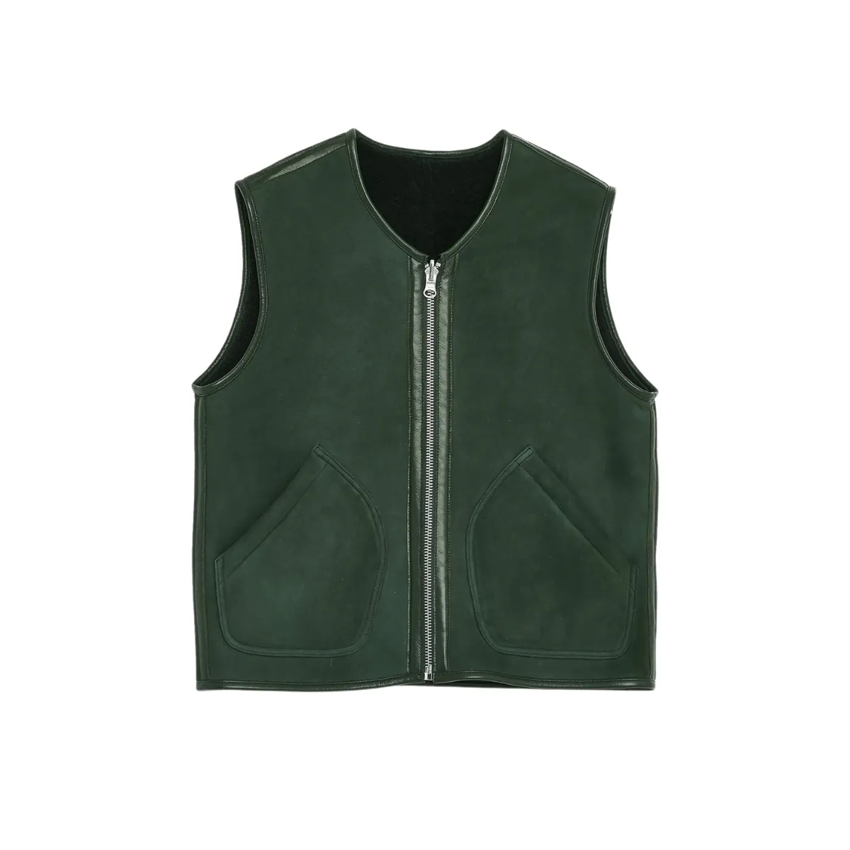 Wyatt Sheepskin Waistcoat Dark Green