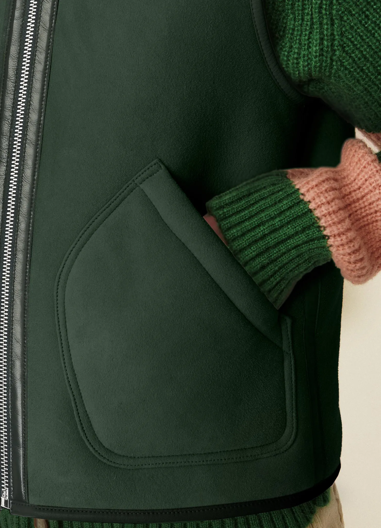 Wyatt Sheepskin Waistcoat Dark Green